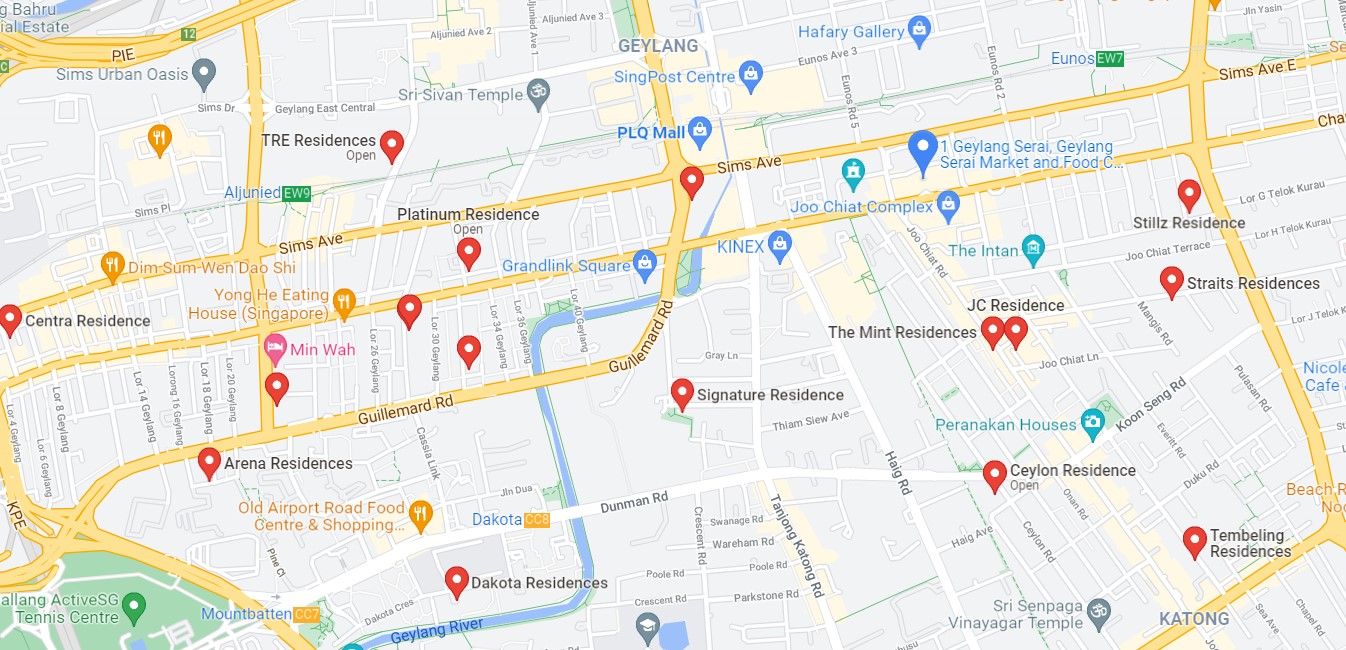 Suggested list of some Geylang Condo located near Geylang Serai Market and Food Center