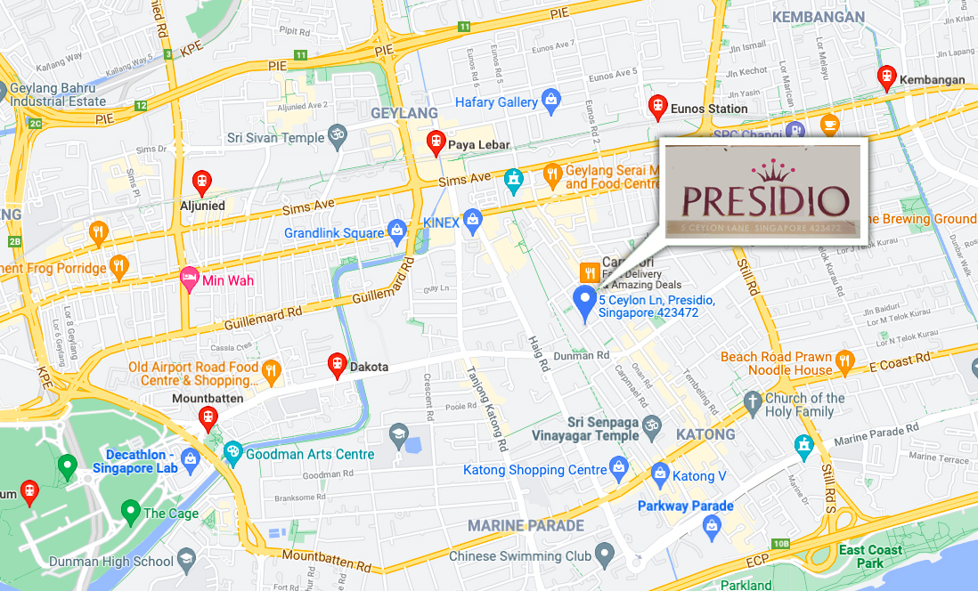 Top 3 MRT stations closest to Presidio - Geylang Condo at Ceylong Lane