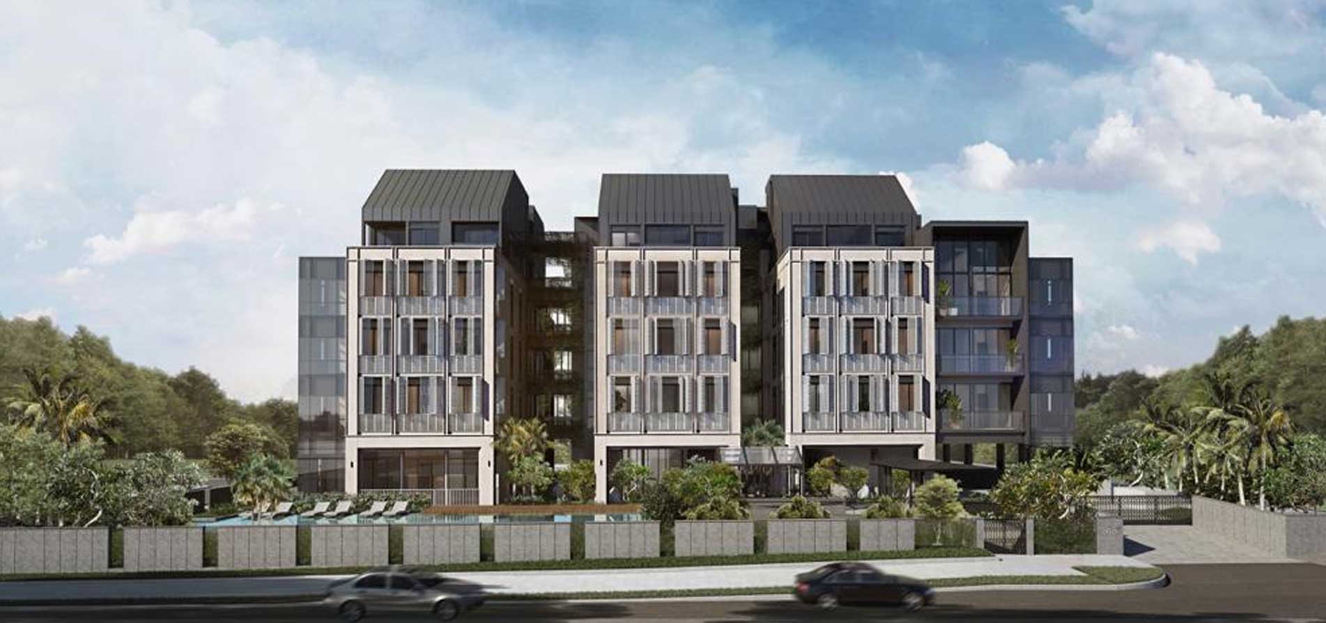 Image of Geylang New Launch Condo Olloi's Facade with Artist Impression.